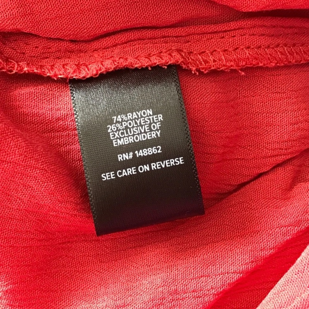 Torrid Top 1X Orange/Red Crinkle Gauze Embroidered Relaxed Long Sleeve‎ 14/16 - Picture 8 of 9
